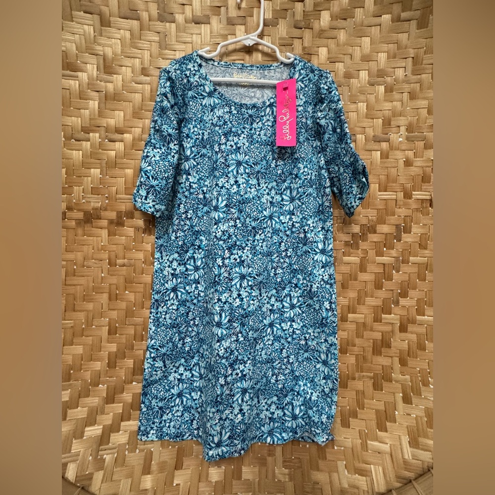 NWT Lilly Pulitzer - Girl’s Mini Belden Dress - Cumulus Blue Blooming Together